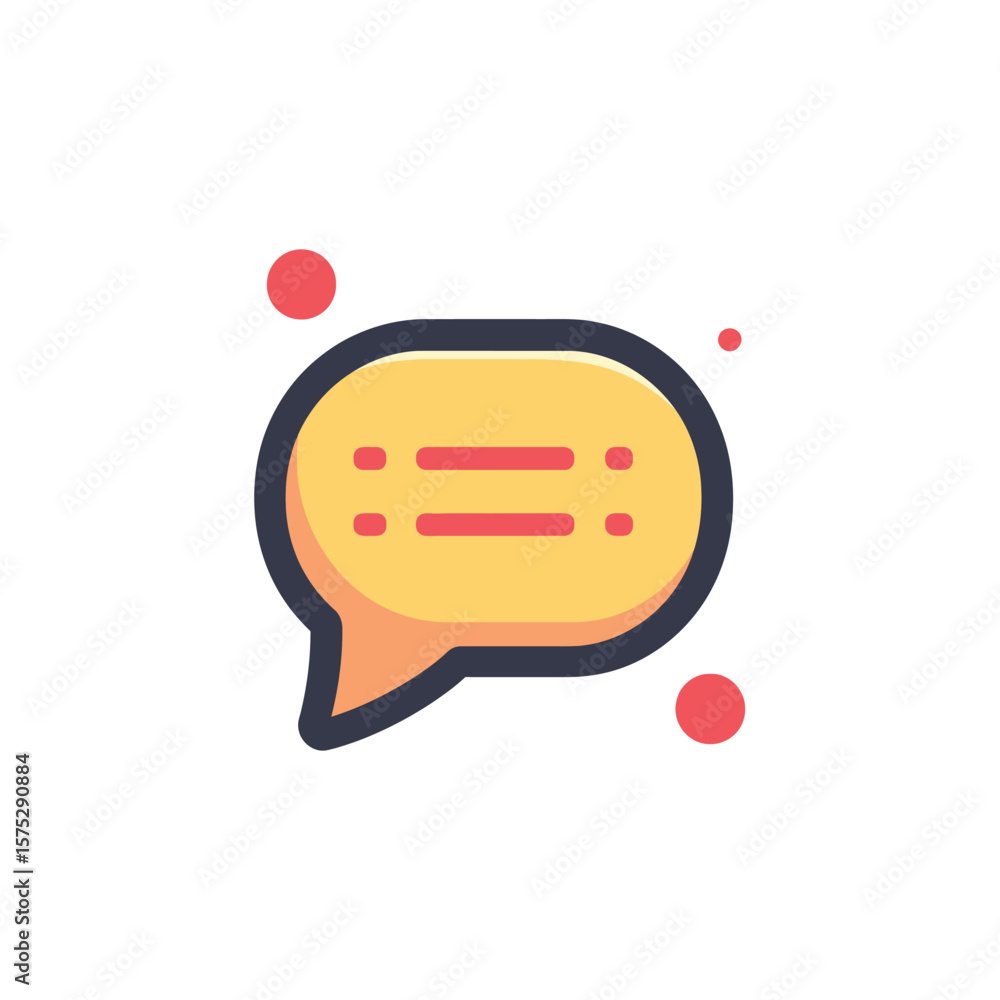 Poster isolated yellow speech bubble with white background and red dots element
