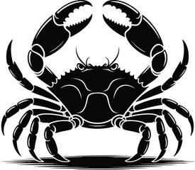 Black crab with raised claws crustacean white