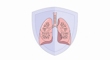 Lung Protection Symbol with Shield – Concept for World Lung Cancer Day and Respiratory Health