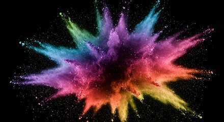 Colorful Powder Exploding on Black Background for Abstract Design