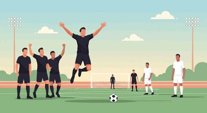 Soccer Team Celebrating Victory on the Field