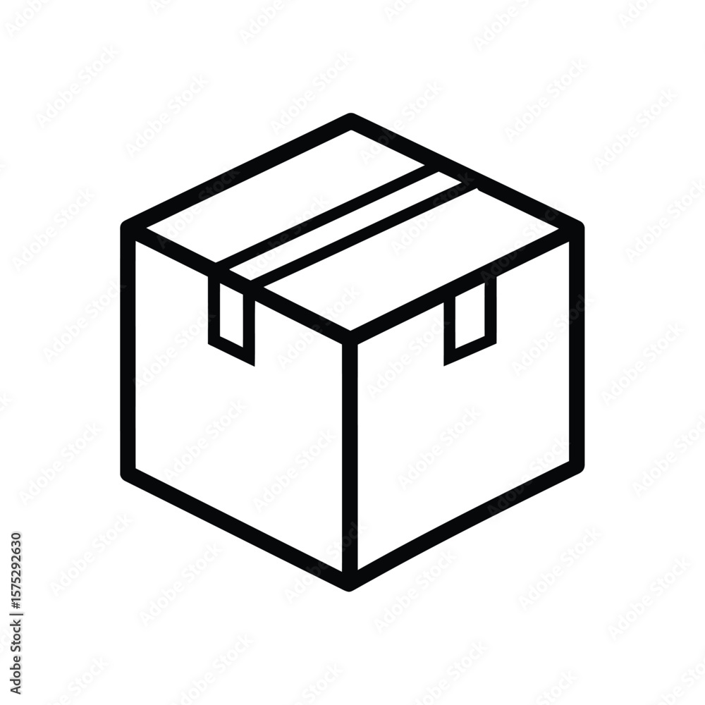 Poster minimalist box outline icon design featuring a closed structure with black lines