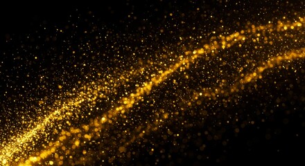 Sparkling Golden Dust Flowing on Dark Background
