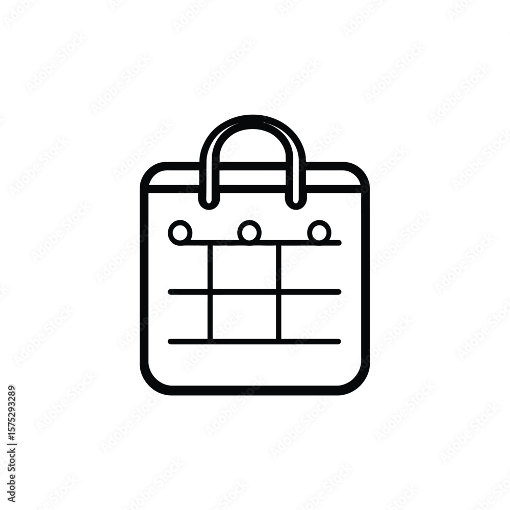 Poster minimalist schedule grid with handle, transparent background, and circular elements