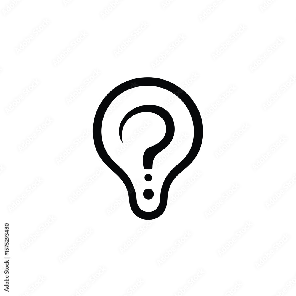 Poster modern question mark inside bulb outline design on transparent background