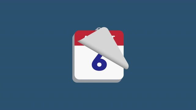 Animated calendar showing August 1 to 31. Perfect for schedule, planning, deadline, and time management. Clean flat design animation.