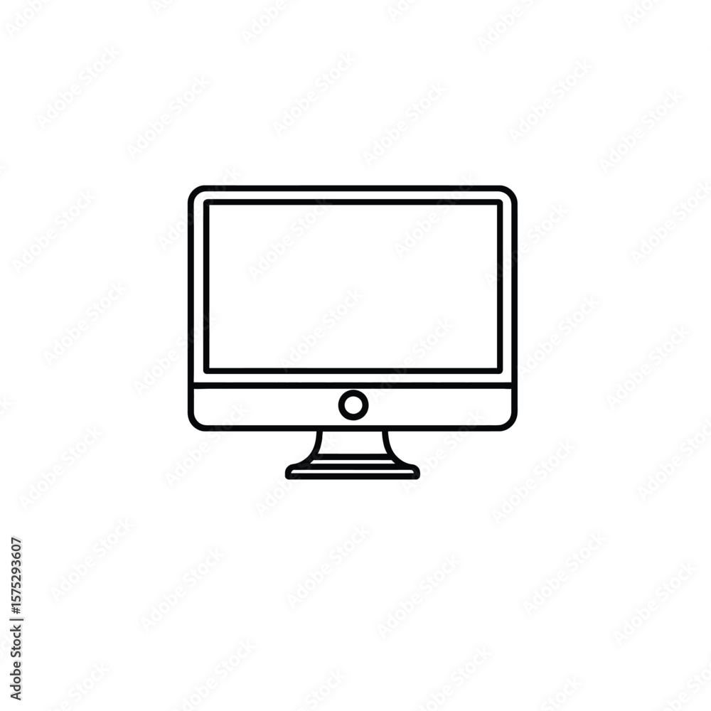 Poster monitor outline with transparent background, device icon, minimalist design, computer display
