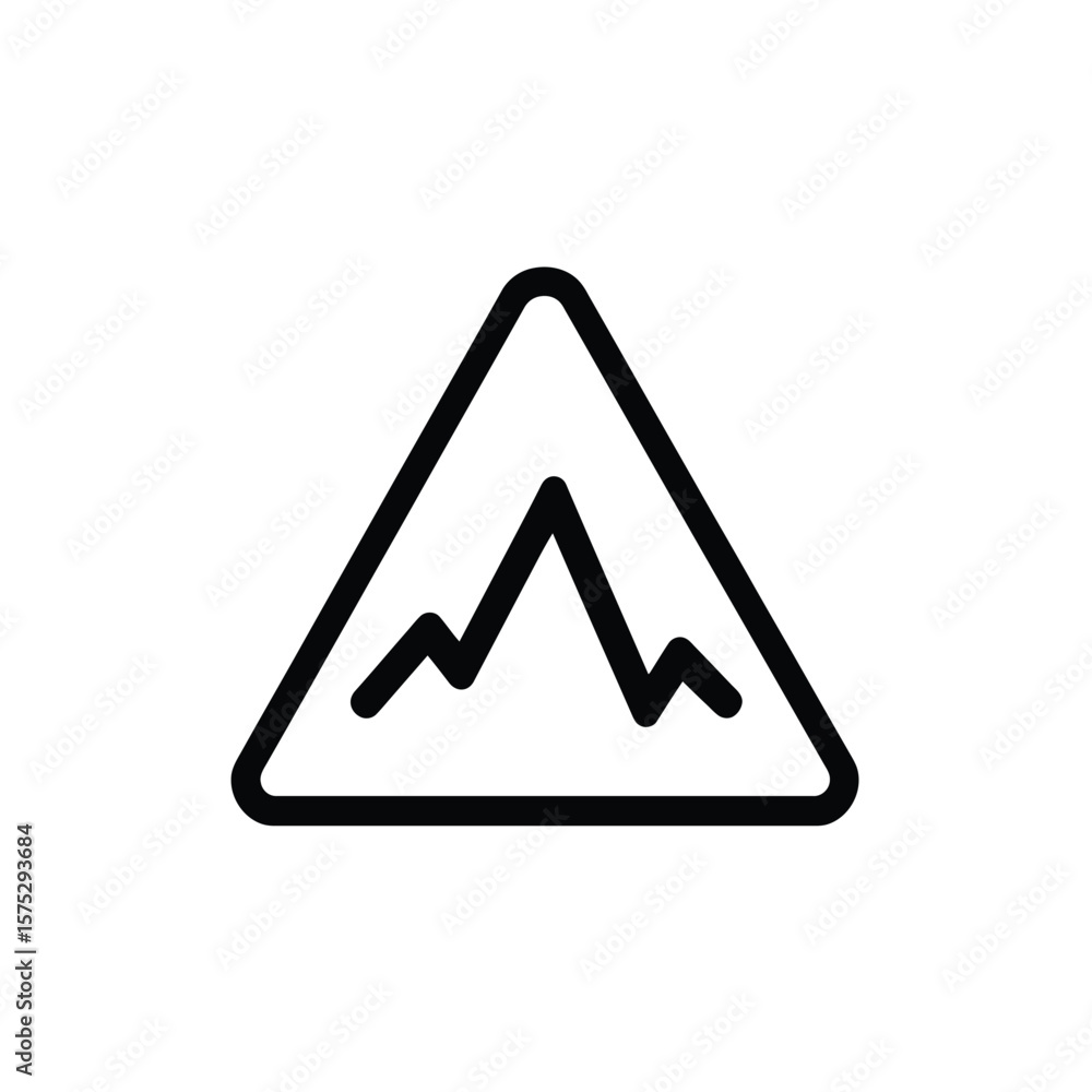 Poster mountain peak line art silhouette in triangle shape with transparent background