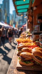 Street food market scene