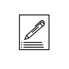 Outline Icon of Pencil Writing on Paper with Lines and Dots Detailing List
