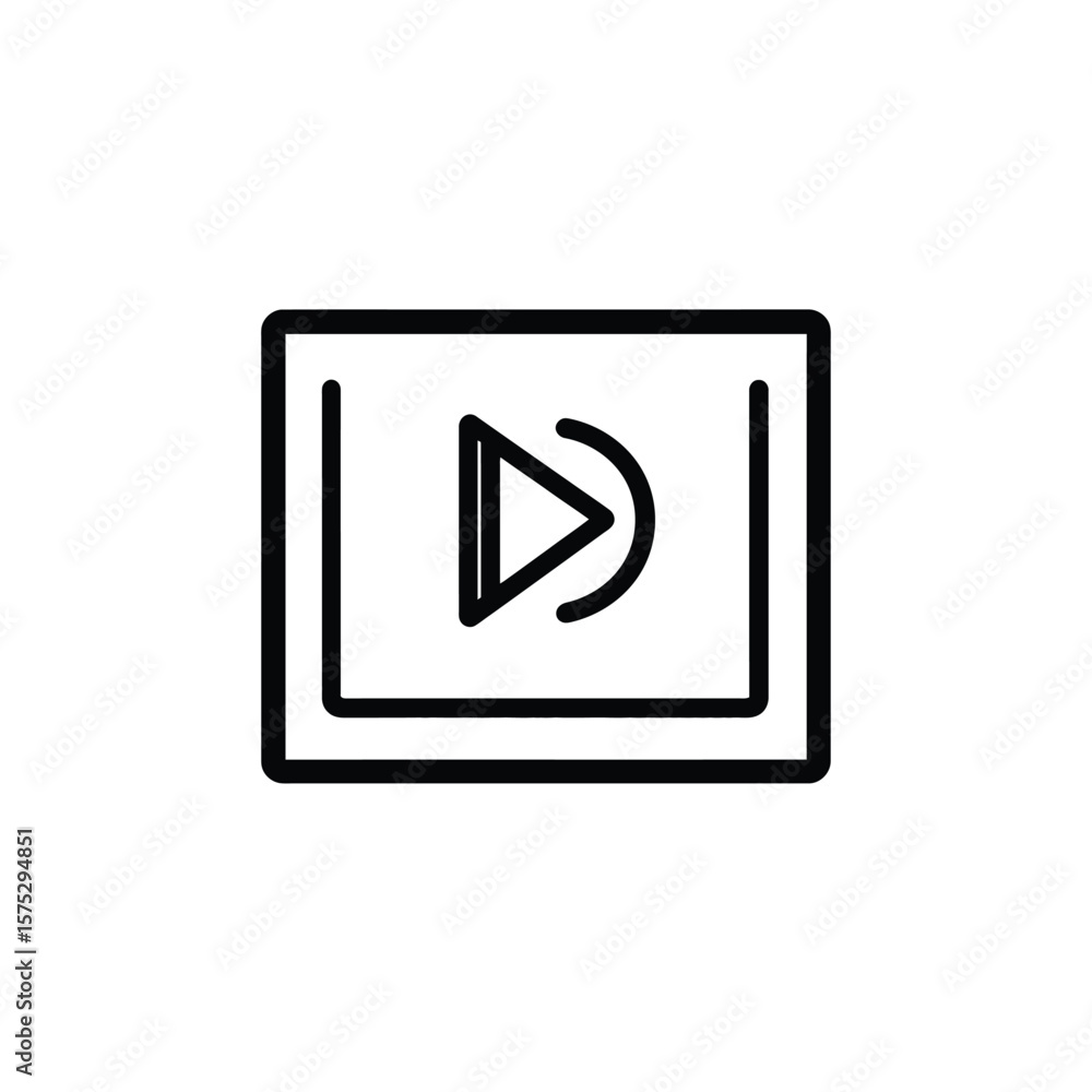 Poster outlined play button in a square on a transparent background icon