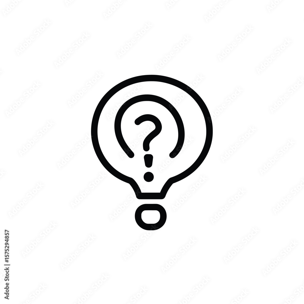 Poster outlined question mark lightbulb on transparent background icon symbol