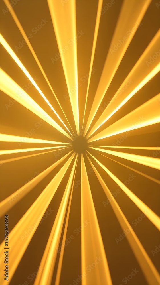 Poster golden rays emanate from a central point, creating an illuminating, abstract, and energetic backgrou