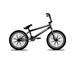 Fototapeta premium Silhouette of a BMX-style bicycle with thick tires, raised handlebars, small seat, and sturdy frame, designed for freestyle riding.