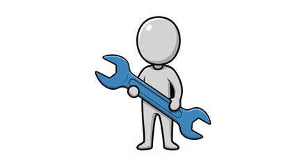  Art of a Mechanic in Action with Wrench 3d Cartoon man with Tool for Repair or Engineering Projects 