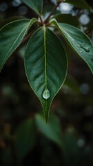 green leaf with water drops