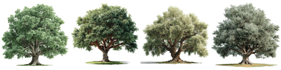 Beautiful Elm Tree Illustration on White Background with Vibrant Colors and Clear Details