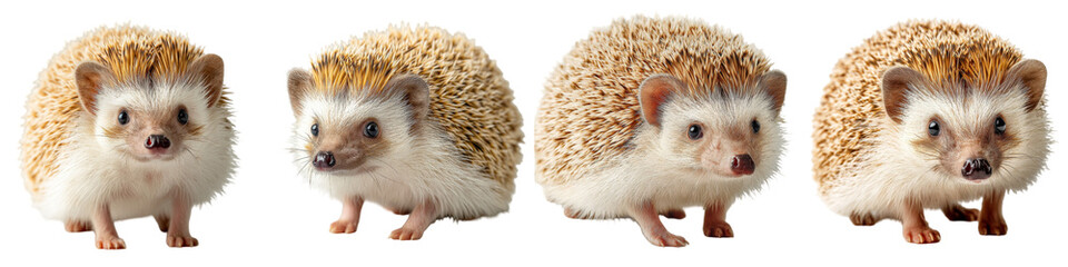 Obraz premium Cute Hedgehogs on a White Background for Clear, Bright, Light Images