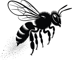 Flying bee black silhouette insect wings