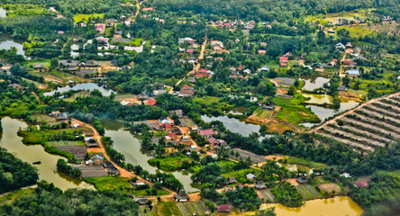 beautiful view of rice fields from the sky, Jambi, Indonesia