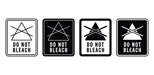 Do Not Bleach Laundry Symbols Black and White Variations Vector Design Illustration Template