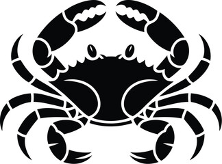Black crab with raised claws white pincers