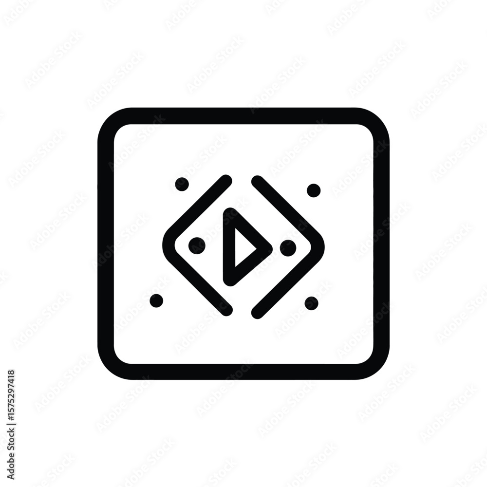 Poster simple black rounded square shape play icon on transparent background