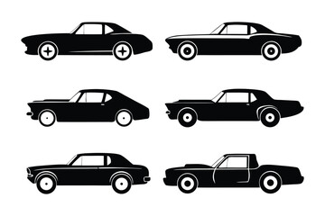 Classic Car Silhouettes: A collection of sleek, classic car silhouettes, offering a touch of nostalgia and timeless design, ideal for illustrating the beauty of vintage automobiles.