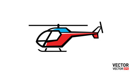 Flight Action, Helicopter, Aerial View, Vector Illustration, Digital Art, Minimalistic Design, Conceptual Art