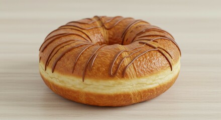 Donut with Topping on Wooden Table Still Life