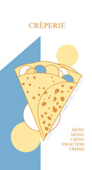 Culinary Delight, Crepe Art, French Café, Menu Design, Minimalist Aesthetic, Colorful Graphics, Digital Illustration