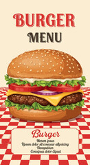 Delicious Burger Menu Featuring Juicy Patties and Fresh Toppings in a Casual Dining Setting