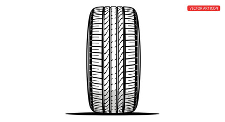 Illustration of a Car Tire, Automotive Equipment, Graphic Design, Simplistic Viewpoint, White Background, Conceptual Focus