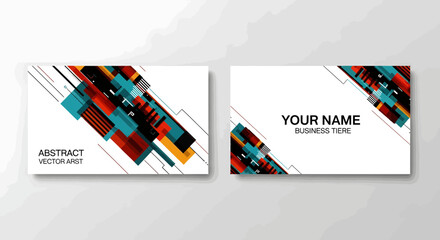 Dynamic Abstract Vector Art Business Card Design for Creative Professionals in Modern Workspace Setting