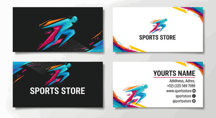 Colorful Business Cards Featuring Athletic Design Elements