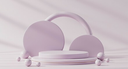Display Stand with Geometric Shapes in Soft Purple Tone