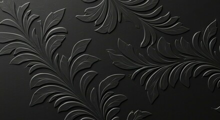 Elegant Floral Pattern Embossed on a Dark Surface for Interior Design