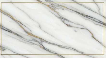 White Marble Texture with Gold Veins and Border Elegant Surface