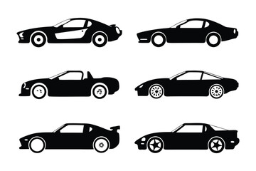 Classic Cars Silhouette: A sleek compilation of stylish automobiles, captured in striking silhouette, embodying the spirit of speed, innovation and automotive design
