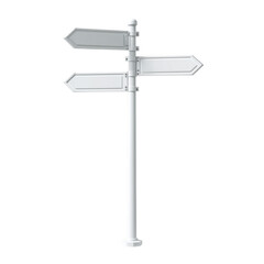 Blank white directional signpost on a black background ideal for customization and marketing
