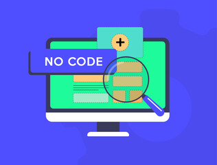 No-code platform empowers creators to build responsive interfaces and automate workflows using drag-and-drop tools. No-code platform accelerates web development without manual coding illustration