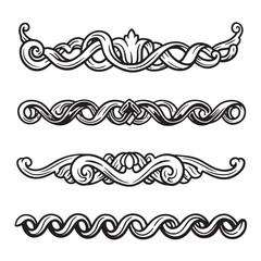 Fototapeta premium Vector illustration of four ornate and elegant decorative ornament borders for design elements
