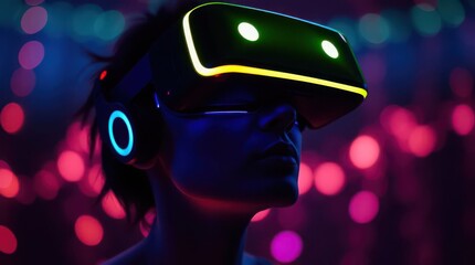 woman wearing goggles for Virtual reality