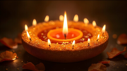 burning candles on a dark background