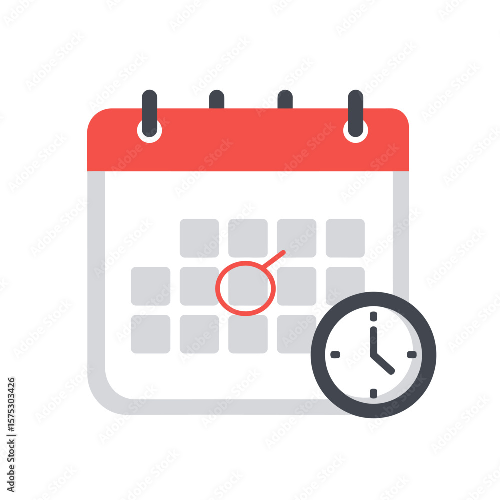 Aufkleber simple calendar icon with a circled date and clock emphasizing time management and scheduling for bu
