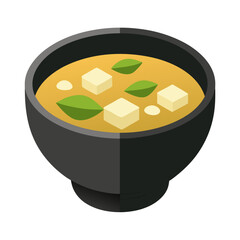 A minimalist vector illustration of a bowl of Miso soup
