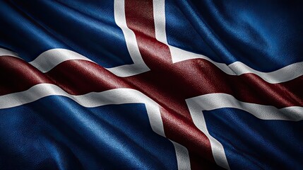 Icelandic flag waving, dark background, national pride, website banner