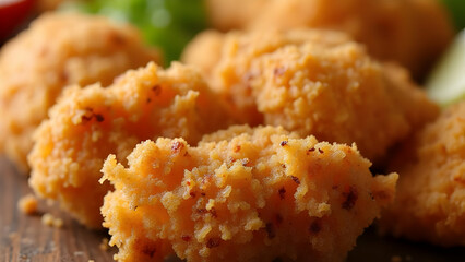 Close up of a flat lay fried chicken 