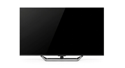 lcd tv monitor Modern 4K TV with Sleek Stand Isolated on White Background Minimalist Smart TV with Blank Screen on White Background Elegant Flat Screen TV Mounted Above a Modern TV Stand