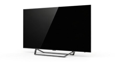 black lcd tv left angled Modern 4K TV with Sleek Stand Isolated on White Background Minimalist Smart TV with Blank Screen on White Background Elegant Flat Screen TV Mounted Above a Modern TV Stand